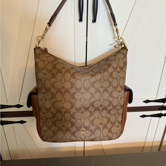 Coach Brown Hobo Bag with Signature Monogram - Picture 6 of 7